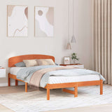 Bed Frame with Headboard Wax Brown 140 x 190 cm Solid Pine Wood 872070