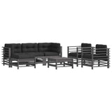 7 Piece Garden Lounge Set with Cushions Grey Solid Wood 3185838