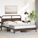 Bed Frame without Mattress 150x200 cm King Size Brown Oak Engineered Wood 4100466