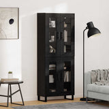 Highboard 2 pcs Black Oak Engineered Wood and Glass 3403197