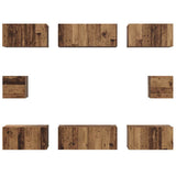 TV Cabinet Set Wall-mounted 8 pcs Old Wood Engineered Wood 3393165