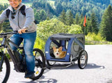 Folding Dog Bike Trailer Pet Cart Carrier for Bicycle Travel in Steel Frame with Hitch Coupler T3398P349566