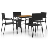 Outdoor Dining Set Black PE rattan, steel, solid acacia wood 3120087