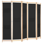 ZNTS 5-Panel Room Divider Black 200x170x4 cm Fabric 248185