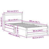 Bed Frame with Headboard Natural 90 x 200 cm Solid Pine Wood 873289