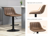 Bar Stools Set of 2, Swivel Counter Height Barstools with Back, Adjustable Bar Chairs, Breakfast T3398P344232