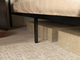 4.8ft Double Bed Frame with Industrial Wood Headboard, Steel Slat Support and 25.5cm Underbed T3398P328302