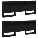 Storage Headboard with Shelf Black Oak 200 cm Engineered Wood 3335470