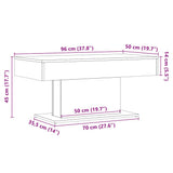 Coffee Table Artisan Oak 96x50x45 cm Engineered Wood 856547