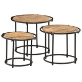 Nesting Tables 3 pcs Solid Rough Wood Mango 358930