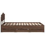 Bed Frame with Drawer Brown Oak 135 x 190 cm Engineer Wood 3413018