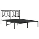 Metal Bed Frame without Mattress with Headboard Black 140x190cm 376128