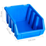 ZNTS 96 Piece Storage Bin Kit with Wall Panels Blue 146282
