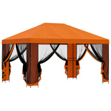 Garden Gazebo with Sidewalls 4 x 3 m Orange Polyester and Steel 900393