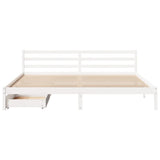 Bed Frame without Mattress White 200x200 cm Solid Wood Pine 3301549