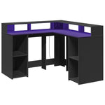 Desk with LED Lights Black 130x130x91 cm Engineered Wood 3309448