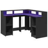Desk with LED Lights Black 130x130x91 cm Engineered Wood 3309448
