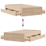 Bed Frame without Mattress with Drawers 135x190 cm Double Solid Wood Pine 3308819