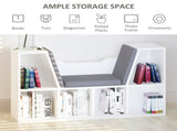 Bookcase Storage Shelf with Cushioned Reading Seat, Cube Bookshelf Organizer for Bedroom Living T3398P330546