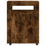 Narrow Bathroom Cabinet with Wheels Smoked Oak Engineered Wood 855272