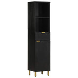 Bathroom Cabinet Black 38x33x160 cm Solid Wood Mango 4017670