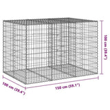 Gabion Basket with Cover 150x100x100 cm Galvanised Iron 3295191