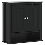 Bathroom Wall Cabinet Black Solid pine wood, engineered wood, metal 358551