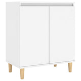 Sideboard with Solid Wood Legs White 60x35x70cm Engineered Wood 806067