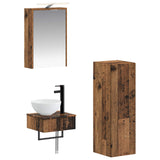 Bathroom Cabinet Set 4 pcs Old Wood 43 x 16 x 62.5 cm 3407373