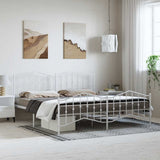 Metal Bed Frame without Mattress with Footboard White 183x213cm 373861