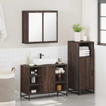 3 Piece Bathroom Furniture Set Brown Oak Engineered Wood 3300974