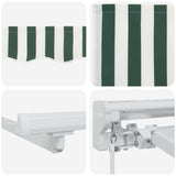 Manual Retractable Awning Green and White 5 x 3 m 3420343