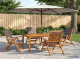5-Piece Garden Dining Set Natural Solid Acacia Wood 3434495