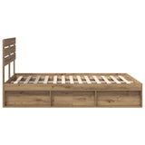 Bed Frame Artisian Oak 140 x 200 cm Solid Pine Wood 3411414