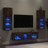 5 Piece TV Wall Units with LED Smoked Oak Engineered Wood 3216601