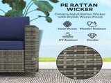 Rattan Sofa, 2 Seater Garden Furniture with Soft Padded Cushion and Armrests, Wicker Garden Loveseat T3398P325215
