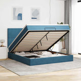 Ottoman Bed with Mattresses Dark Blue 160x200cm Velvet 3313413