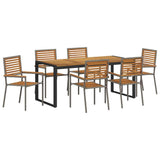 Garden Dining Set 7 pcs Grey and Brown Poly Rattan 3365482