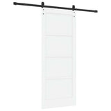 Sliding Door White and Black 83 x 202 cm Solid Pine Wood 3333197