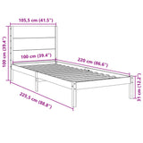 Extra Long Bed Frame without Mattress 100x220 cm Solid Wood 3309283