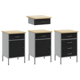 Work Cabinet 10 pcs Black and Grey Engineered Wood and Steel 3321478