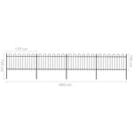 ZNTS Garden Fence with Hoop Top Steel 6.8x1 m Black 277659