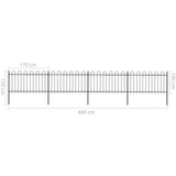 ZNTS Garden Fence with Hoop Top Steel 6.8x1 m Black 277659