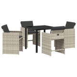 Garden Dining Set with Cushion 5 pcs Light Grey Poly Rattan 3379992