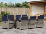 Garden Dining Set with Cushion 9 pcs Grey Poly Rattan 3380357