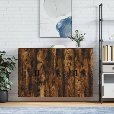 Wall Mounted Cabinets 2 pcs Smoked Oak 69.5x34x90 cm 3195624