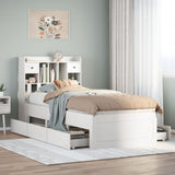 Bookcase Bed without Mattress White 90x190 cm Single Solid Wood Pine 3308982
