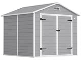 6 x 5ft Garden Shed, Plastic Shed with Floor, Window, Lockable Doors and Vents, Wood Effect Resin T3398P377571