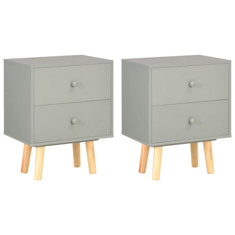 Bedside Cabinets 2 pcs Grey 40x30x50 cm Solid Pinewood 285227