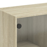Side Cabinet with Glass Doors Sonoma Oak 68x37x75.5 cm 836422